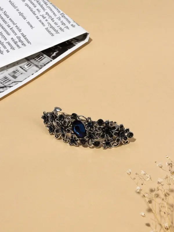 Заколка - автомат для волос &laquo;Синий туман&raquo;, цветочки, 9 см