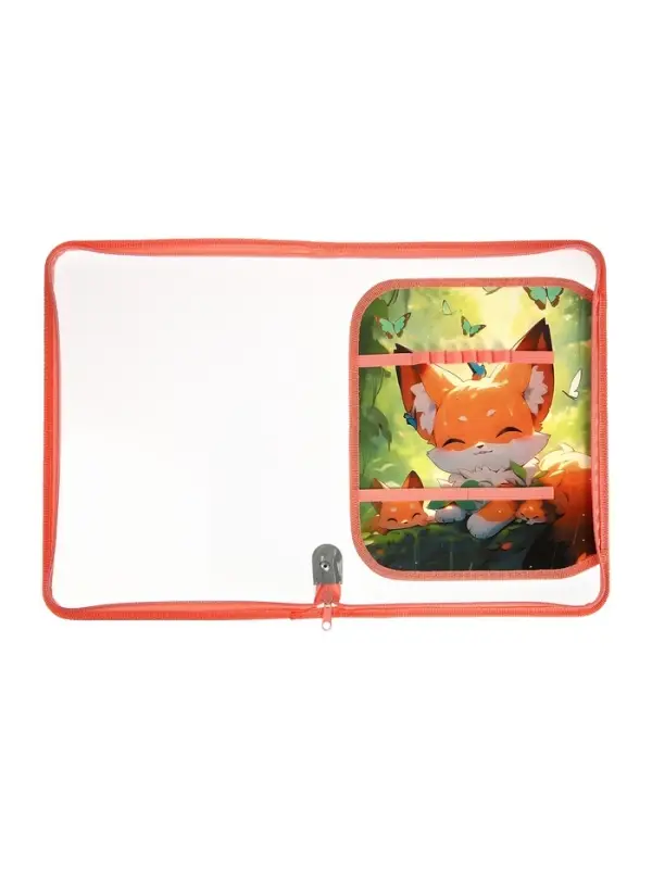 Папка для труда А4 &laquo;Лисята в лесу&raquo;, молния вокруг/откидная планка