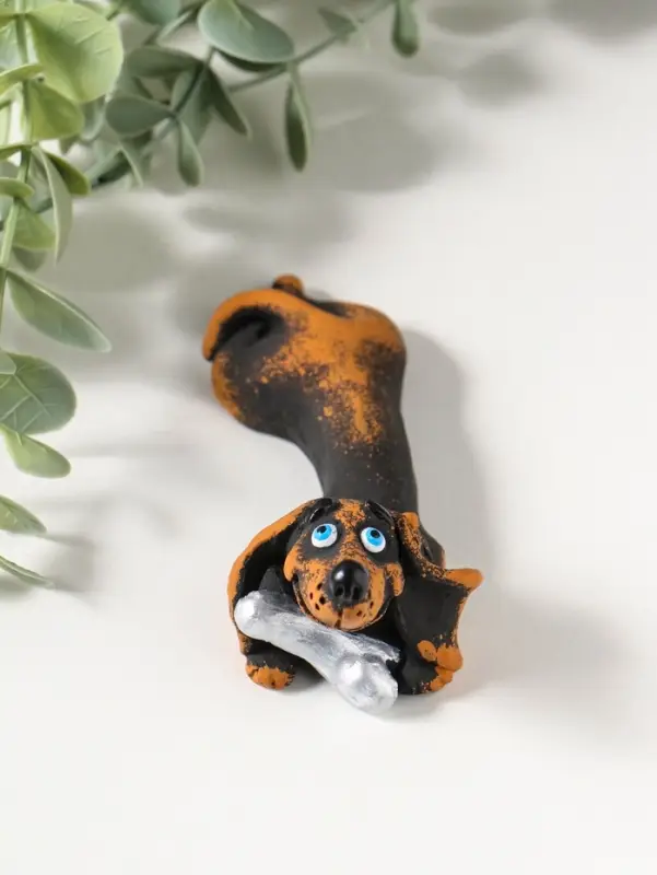 Фигура "Такса с костью" 4,6х4,5х10,6см