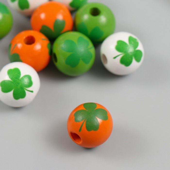 Бусины для творчества дерево Бусины для творчества дерево "Клевер на шариках" набор 10 шт d=1,6 см