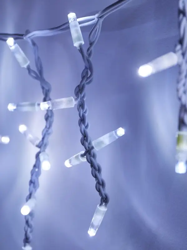 Гирлянда &laquo;Бахрома&raquo; 3&times;0.6 м, IP65, УМС, белая нить каучук, 144 LED, свечение белое, мерцание, 220 В