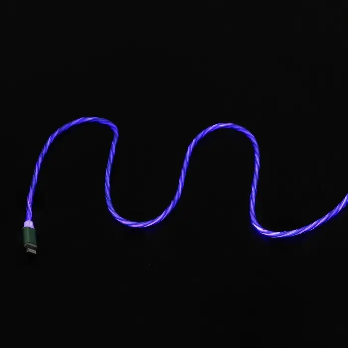 Кабель MYBIT, Lightning - USB, 2 А, 1 м, динамическая LED подсветка Кабель MYBIT, Lightning - USB, 2 А, 1 м, динамическая LED подсветка