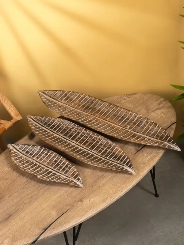 Набор блюд Набор блюд "Листья тропические" дерево, L - 80,60 и 40 см, цв. коричневый