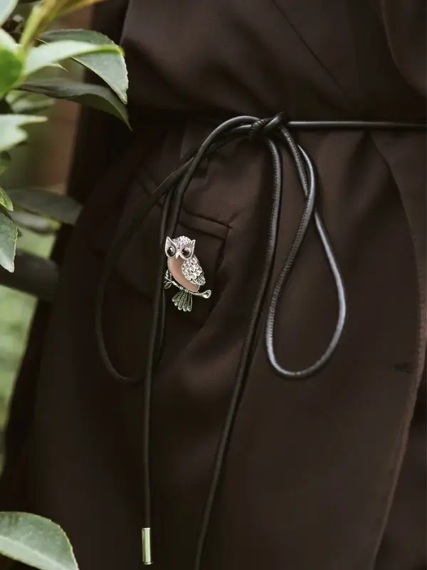 Брошь &laquo;Сова&raquo;, сиреневая в чернёном серебре