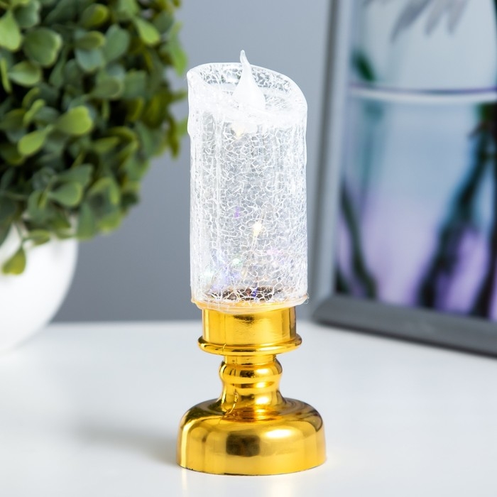 Ночник Ночник "Ледянная свеча" LED 1Вт от батареек 3хLR44 золото 4,5х4,5х12 см RISALUX