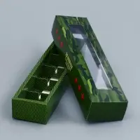 Коробка для 5 конфет с обечайкой, с окном &laquo;23 Февраля&raquo;, 21&times;5&times;3.3 см