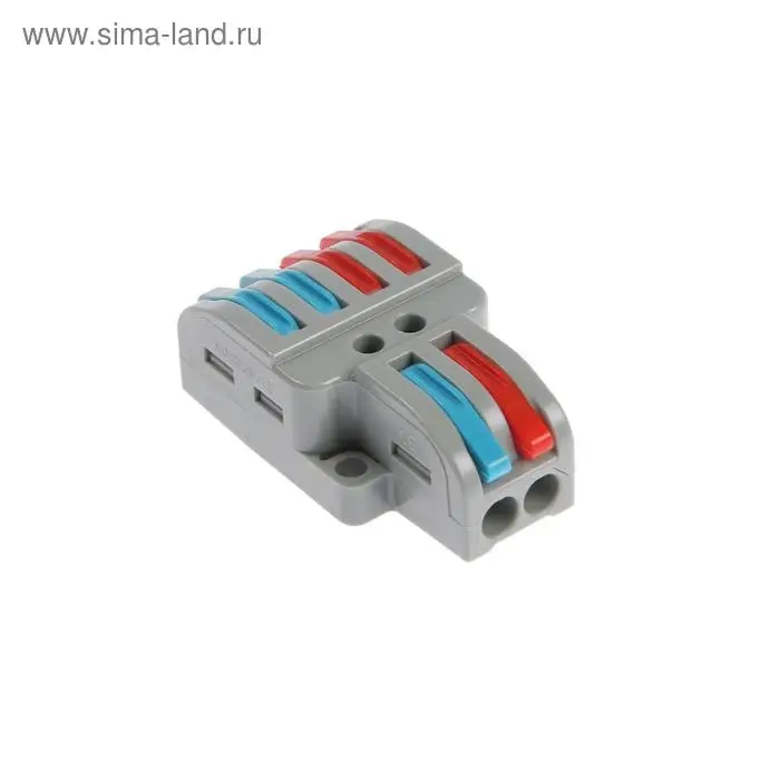 Клемма электрическая проходная Luazon Lighting, 32А, 0,08-4 мм2, фаза/ноль, 2 ввод 4 вывод