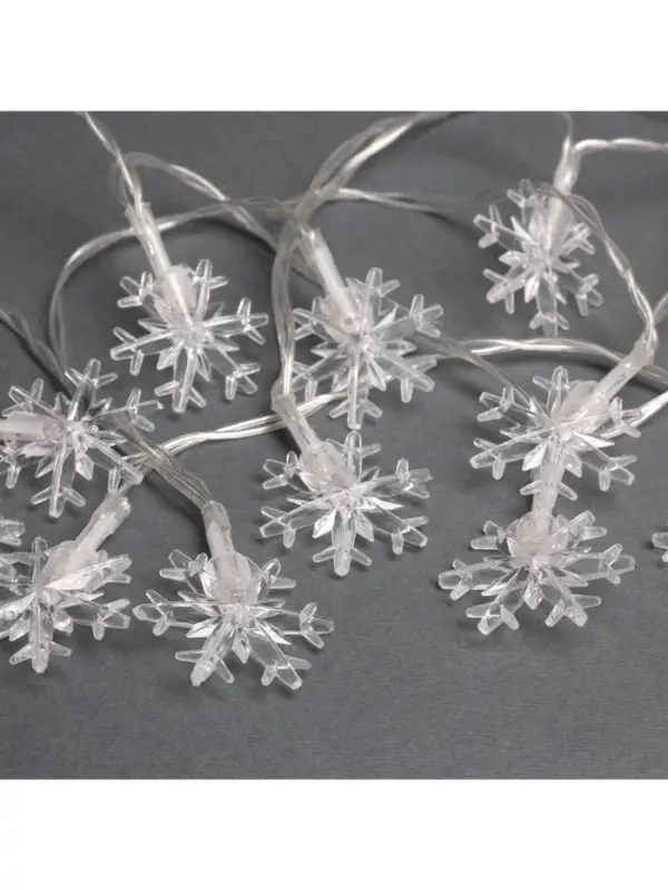 Гирлянда &laquo;Нить&raquo; 3 м с насадками &laquo;Снежинки большие&raquo;, IP20, прозрачная нить, 20 LED, от батареек АА&times;3, свечение мульти