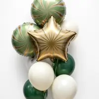 Воздушные шары "Зеленые грани" фольга, латекс, набор 12 штук