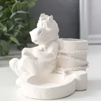 Подсвечник на 2 свечи «Конь с книгой», гипс, 10×11×11 см, натуральный