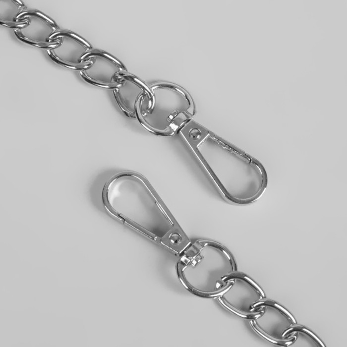 Ручка для сумки, с цепочками и карабинами, 120 × 1,8 см, цвет чёрный Ручка для сумки, с цепочками и карабинами, 120 × 1,8 см, цвет чёрный