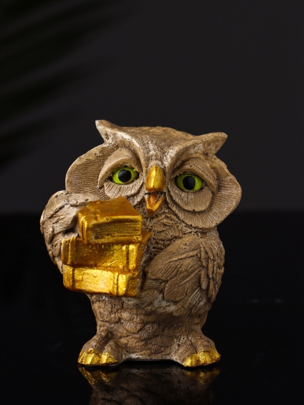 Фигура Фигура "Сова ученая" 8х9х7 см, бежевый