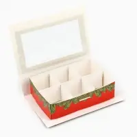 Коробка под 6 конфет с ячейками &laquo;Новогодние атрибуты&raquo; 14.5&times;9.5&times;3.5 см