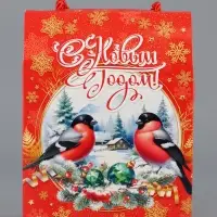 Коробка подарочная складная  "Снегири" 16 х 8 х 20 см