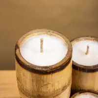 Свеча в бамбуке тройная «Экзотика», 13×15×30 см, 100 мл, бежевая