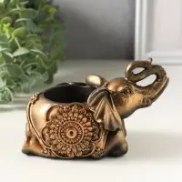 Подсвечник на 1 свечу &laquo;Слон индийский лежит&raquo;, 8&times;13&times;7 см, под бронзу винтаж