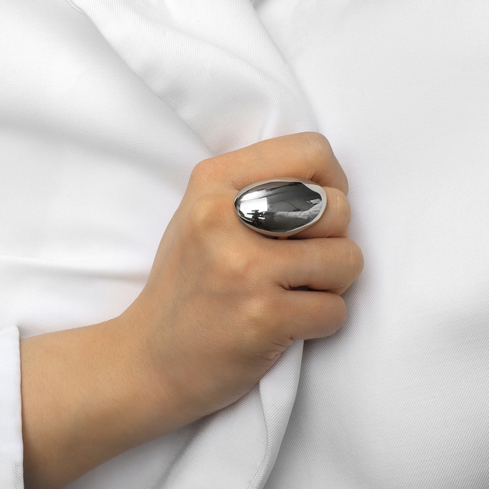 Кольцо металл «Тренд» овал крупный, глянец, цвет серебро, размер 17