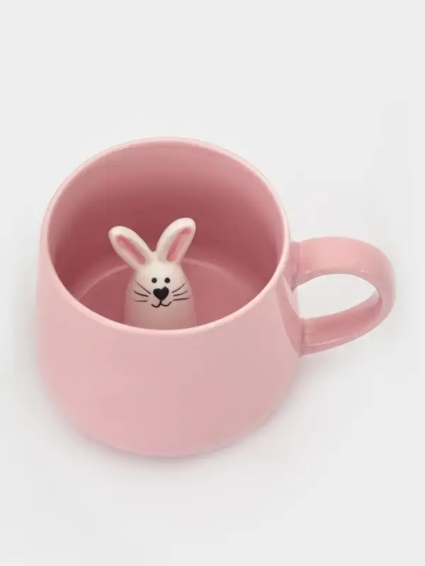 Кружка Доляна &laquo;Зайчик&raquo;, 360 мл, керамика, розовая