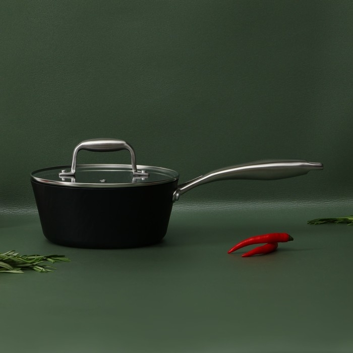 Ковш из нержавеющей стали Magistro «Rock Stone», 1,5 л, d=18 см, h=8 см, с крышкой, антипригарное покрытие, индукция Ковш из нержавеющей стали Magistro «Rock Stone», 1,5 л, d=18 см, h=8 см, с крышкой, антипригарное покрытие, индукция