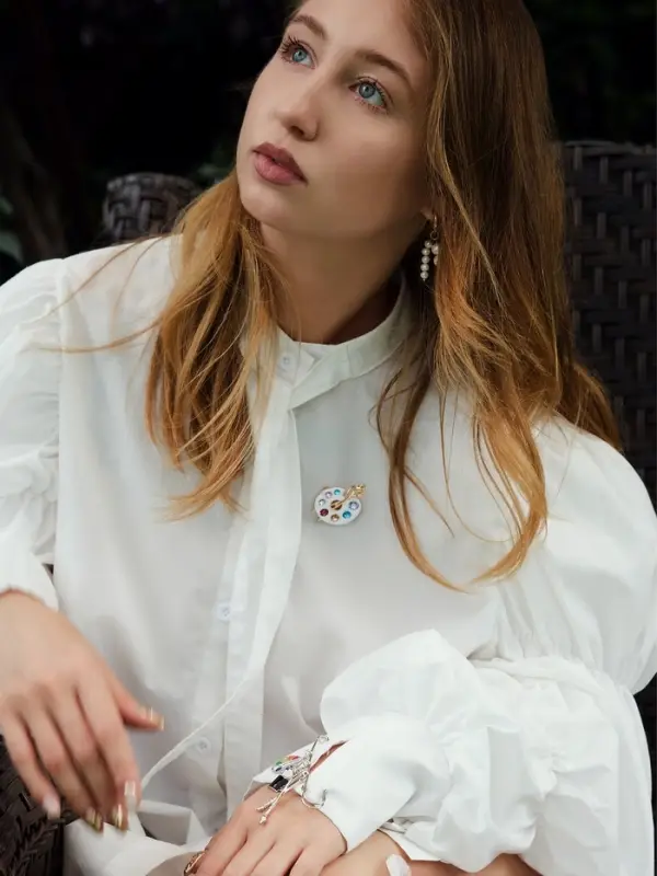 Брошь &laquo;Краски&raquo;, палитра, цветная в золоте