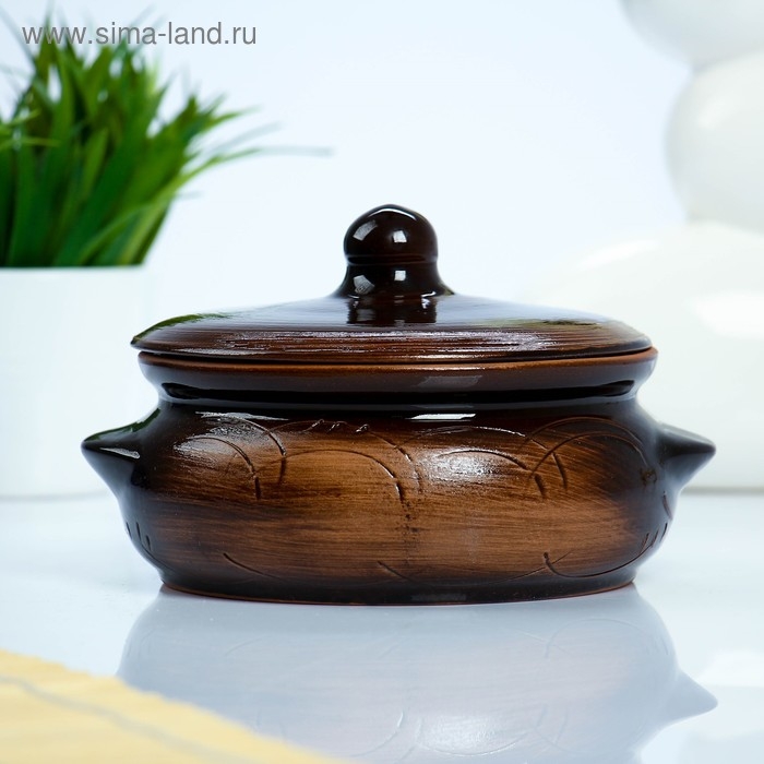 Горшок керамический для запекания  Горшок керамический для запекания "Борисовский" 0,7л / 15х9см, старина