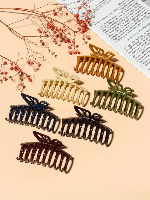 Крабик для волос &laquo;Глянец&raquo;, полоски бабочка, 9 см, МИКС