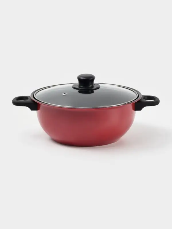 Набор посуды Promo Stone violet: кастрюля 3 л, d=24 см, ковш 1.3 л, сковорода d=24 см, крышки 2 шт., антипригарное покрытие, бордовый