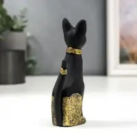 Фигурка полистоун &laquo;Чёрная кошка с золотыми ушками и лапками&raquo;, 12.5&times;5.5&times;3.7 см