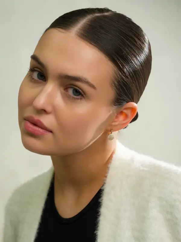 Серьги со стразами &laquo;Магма&raquo;, диск, белые в золоте