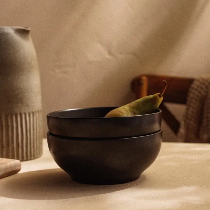 Салатники SL Home &laquo;Дарк&raquo;, 1.2 л, d=18.5 см, набор 2 шт., фарфор, чёрные