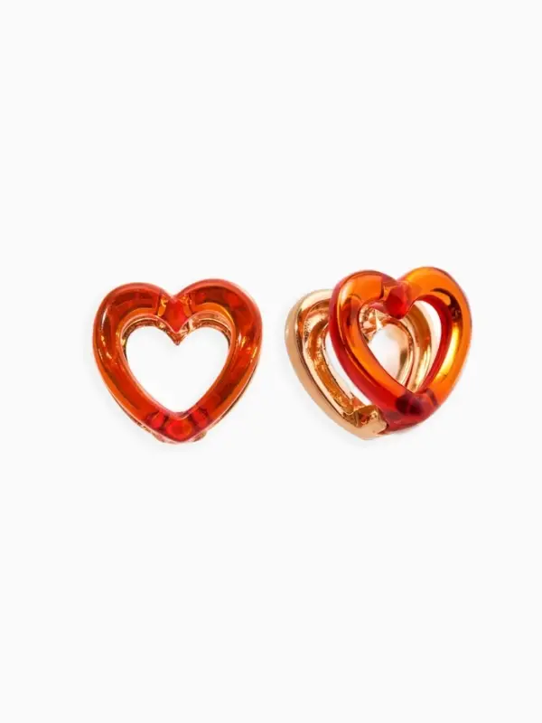 Серьге &laquo;Сердце&raquo; двойное, коричневая в золоте