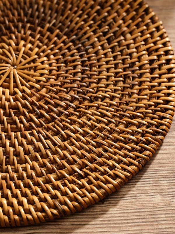 Коврик сервировочный плетеный круглый ротанг, 20х20х0,5 см