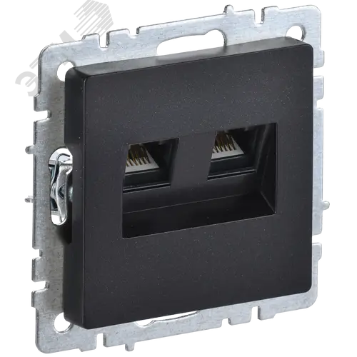 BRITE Розетка компьютерная двойная RJ45 кат.5E РК10-2-БрЧ черный IEK