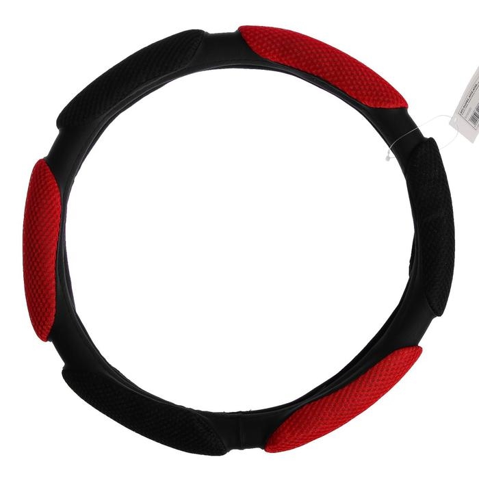 Оплетка на руль TORSO, анатомическая, 6 подушек, размер 38 см, черно-красный Оплетка на руль TORSO, анатомическая, 6 подушек, размер 38 см, черно-красный