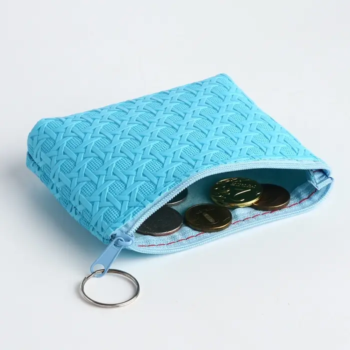 Кошелёк-монетница на молнии, 12&times;2.5&times;8.5 см, ярко-голубой