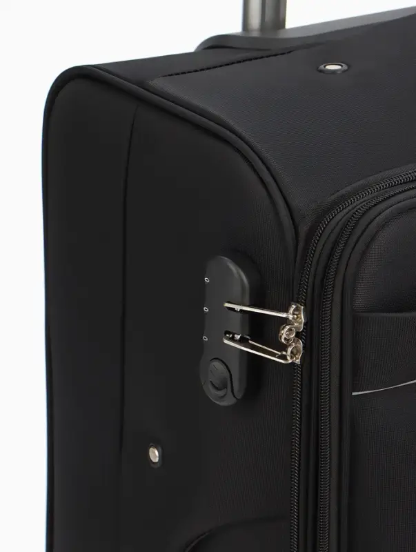 Чемодан на колёсах TEXTURA, с увеличением, кодовый замок, 42&times;26&times;68 см, 24", чёрный