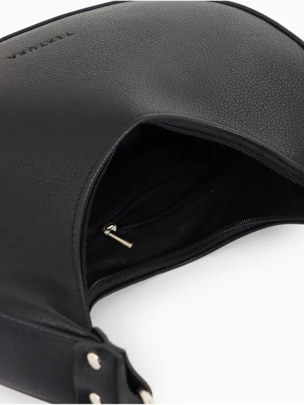 Сумка женская багет TEXTURA на молнии, 28&times;6.5&times;15 см, чёрная