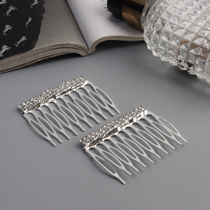 Гребень для волос Гребень для волос "Медея" (набор 2 шт) классика нить, 5х4 см, серебро