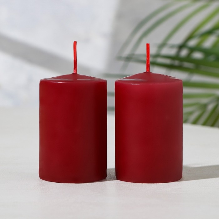 Набор свечей-столбиков 2 шт, 4х6 см, пион Набор свечей-столбиков 2 шт, 4х6 см, пион