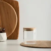 VETTA ЭКО Эллипс Банка для хранения 450мл, 10х8,5см, стекло, бамбук