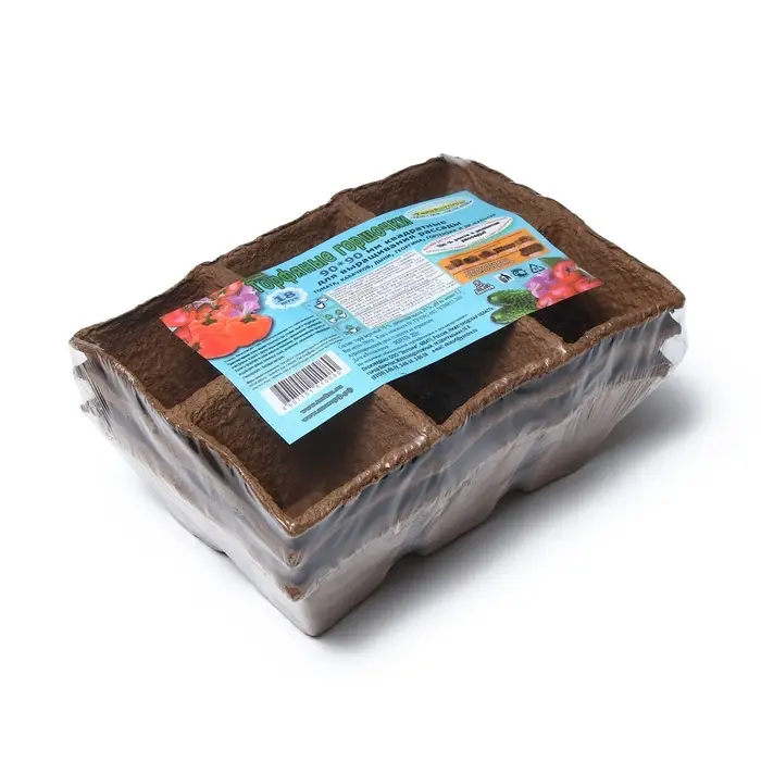 Кассета для рассады, 28&times;20&times;9 см, 6 ячеек по 400 мл, 8&times;8 см, торф, набор 3 шт., &laquo;Умный огород&raquo;