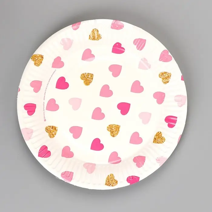 Тарелка одноразовая бумажная Тарелка одноразовая бумажная "Сердца"