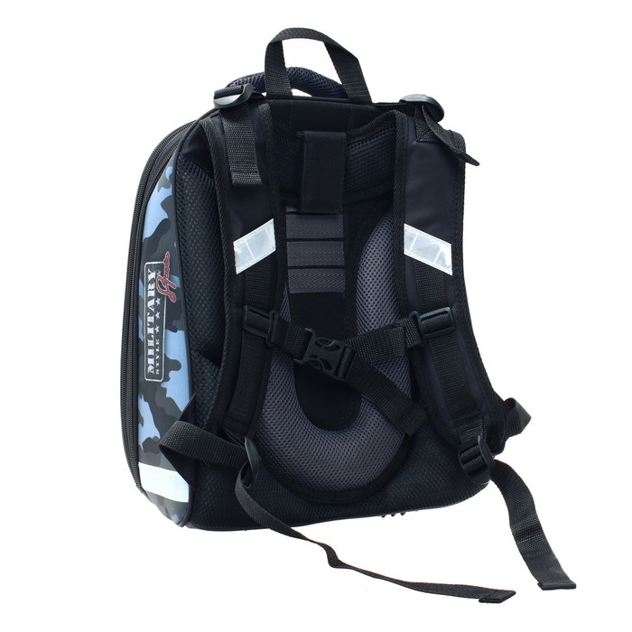 Рюкзак каркасный школьный 38 х 30 х 16 см, эргономичная спинка, Stavia Рюкзак каркасный школьный 38 х 30 х 16 см, эргономичная спинка, Stavia "Милитари", мультиколор/серый