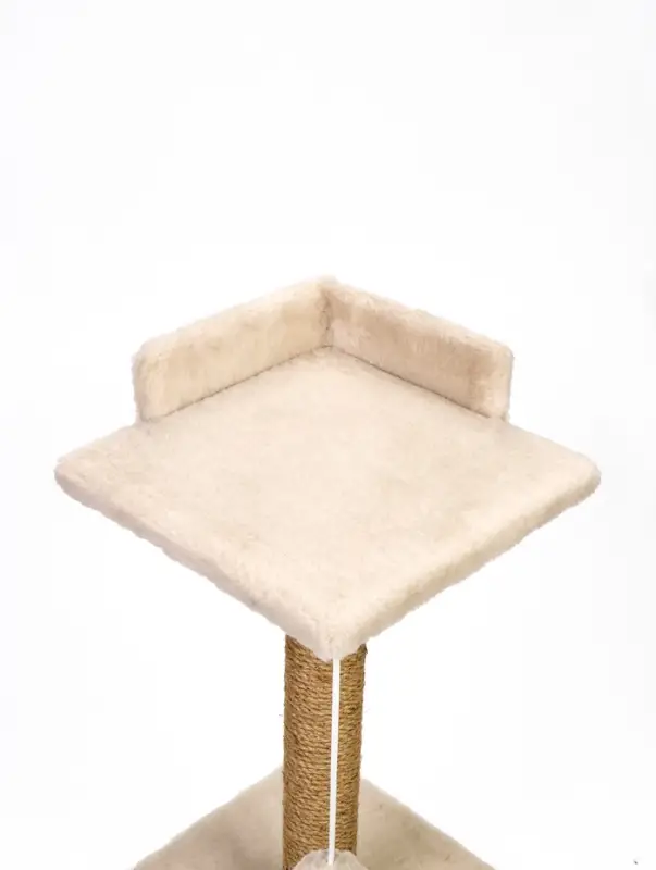 Когтеточка-столбик Petmil &laquo;Релакс&raquo;, 60&times;35&times;35 см, с полкой - лежанкой и игрушкой, джут, бежевая