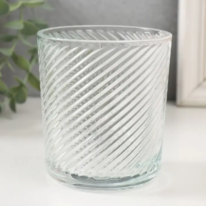 Стакан для свечей стеклянный &laquo;Наклонные линии&raquo; 350 мл 8.5&times;8.5&times;10 см