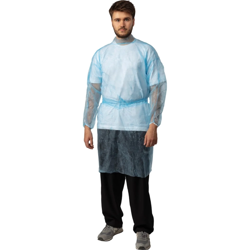 Халат н/с процед, рук.рез, на кнопках, XL, дл.110см, пл 17, голуб, 10шт/уп