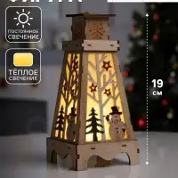 Светодиодная фигура &laquo;Снеговик в лесу&raquo; 13.5&times;19&times;13.5 см, дерево, от батареек LR1130&times;3, свечение тёплое белое