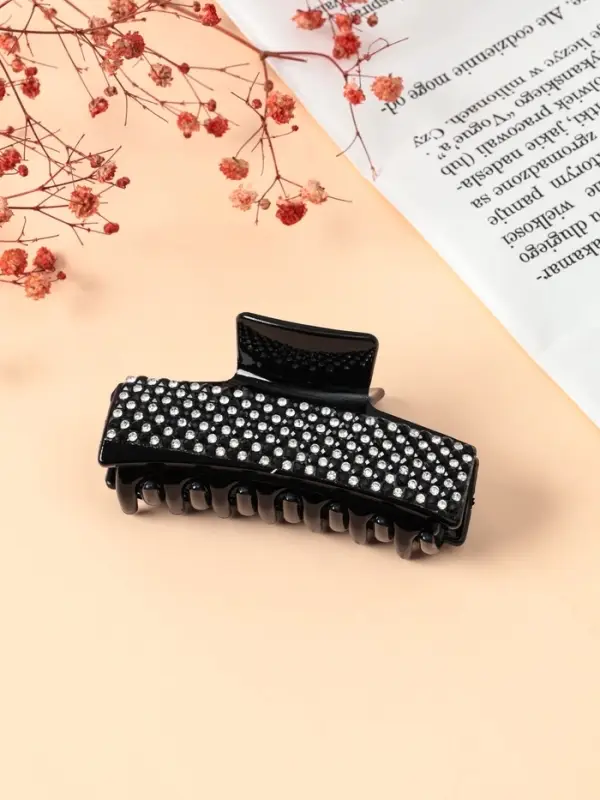 Крабик для волос &laquo;Торжество&raquo;, стразы, 8 см, чёрный