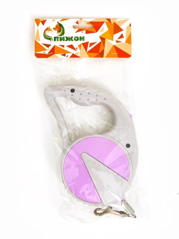 Рулетка - поводок для собак, лента 3 м, серая/сиреневая Рулетка - поводок для собак, лента 3 м, серая/сиреневая