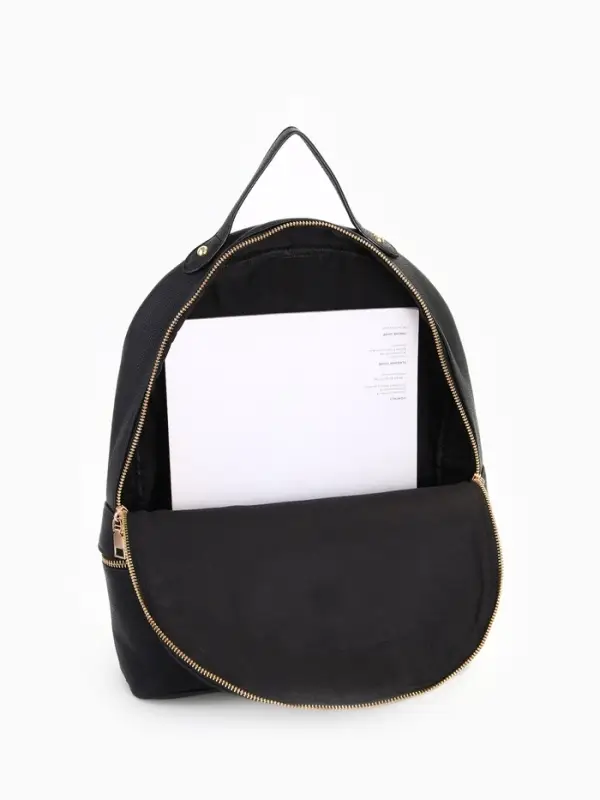 Рюкзак женский на молнии, с карманами, размер 27&times;10&times;34 см, чёрный